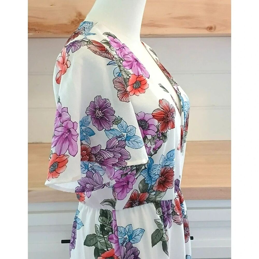 Crystal Sky Maxi Dress Two Front Slits Cutout Back Beachy Boho Juniors Size 5 - Picture 10 of 15